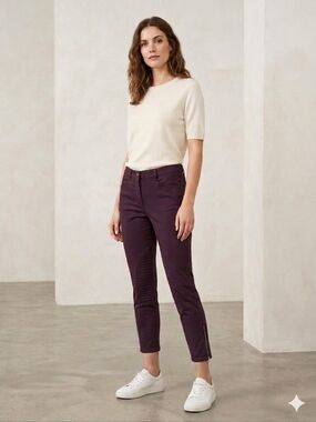 Cambio Raja Pants Casual Moto Style Dark Burgundy Colour